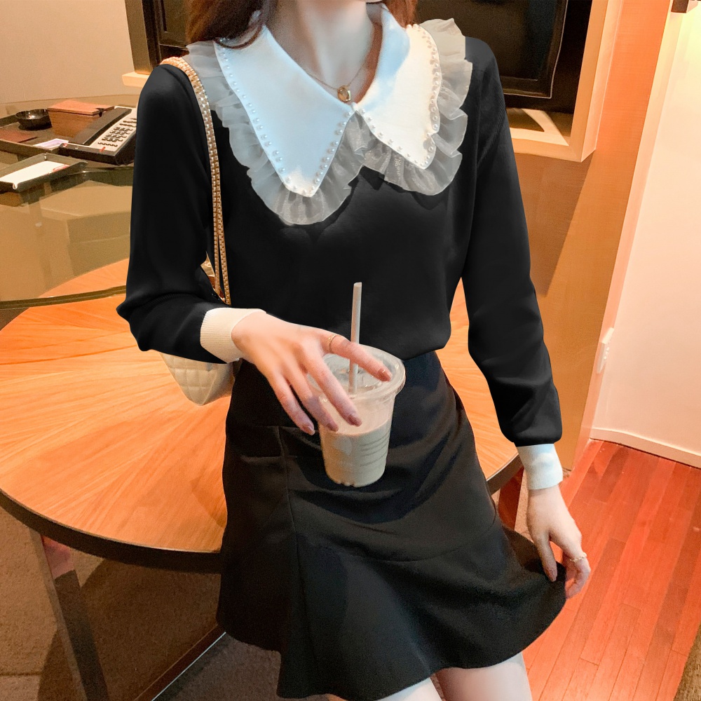 Beading lady small shirt autumn and winter sweater