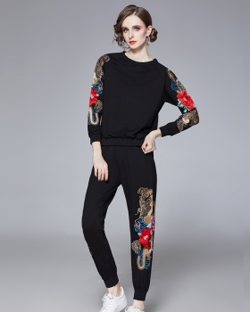 Raglan sleeve black cotton T-shirt 2pcs set for women