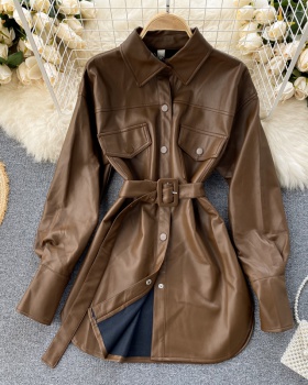 All-match shirt leather coat for women