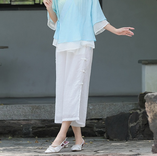 Double loose refinement soft Chinese style culottes
