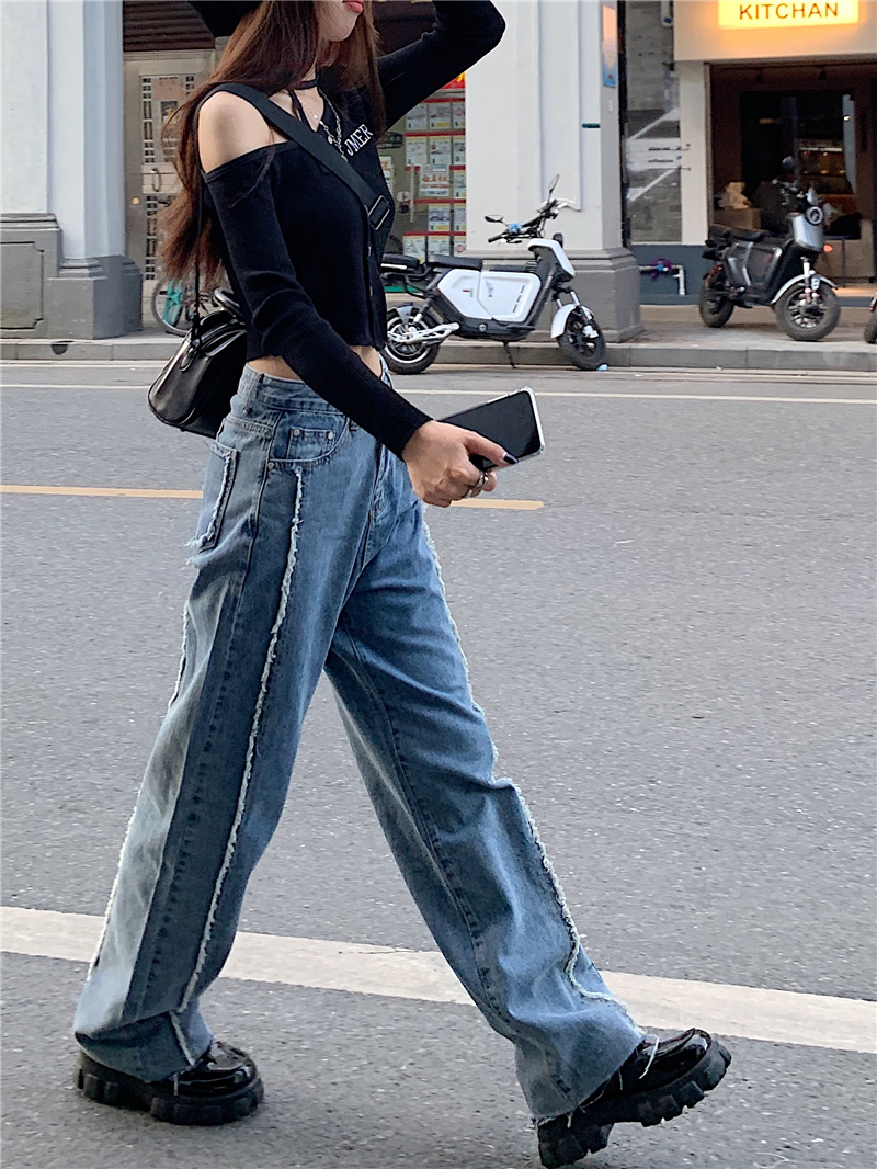 High waist long pants Korean style jeans for women