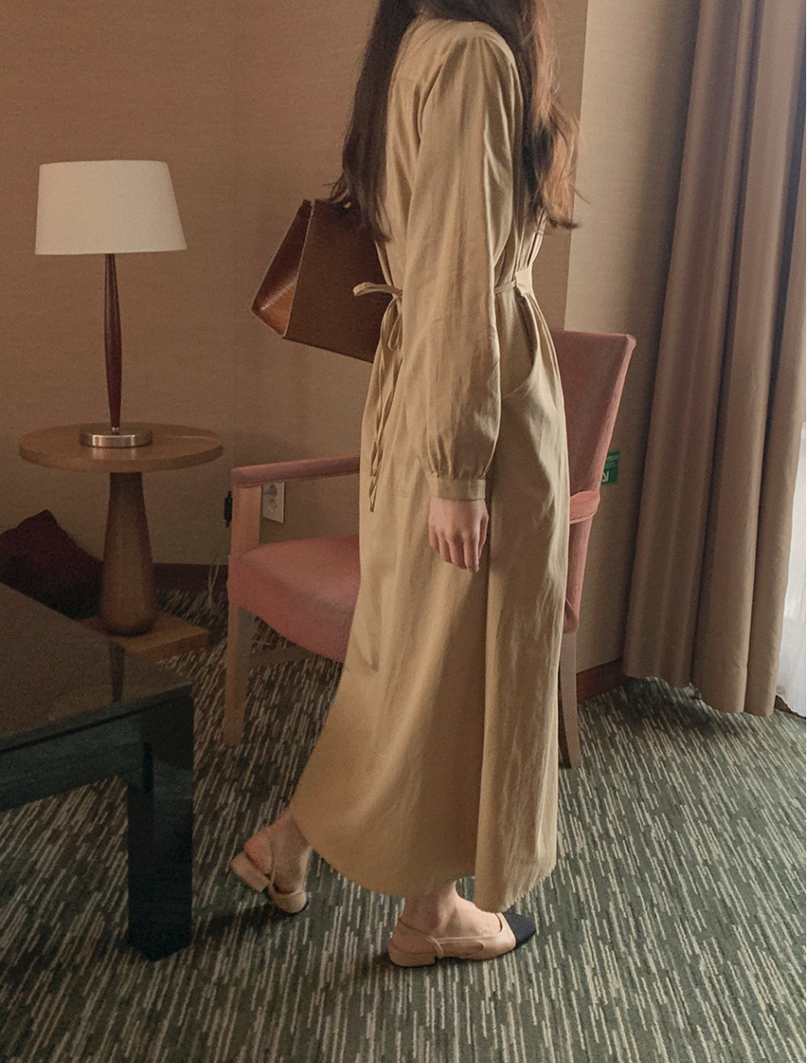 Korean style frenum shirt temperament long dress