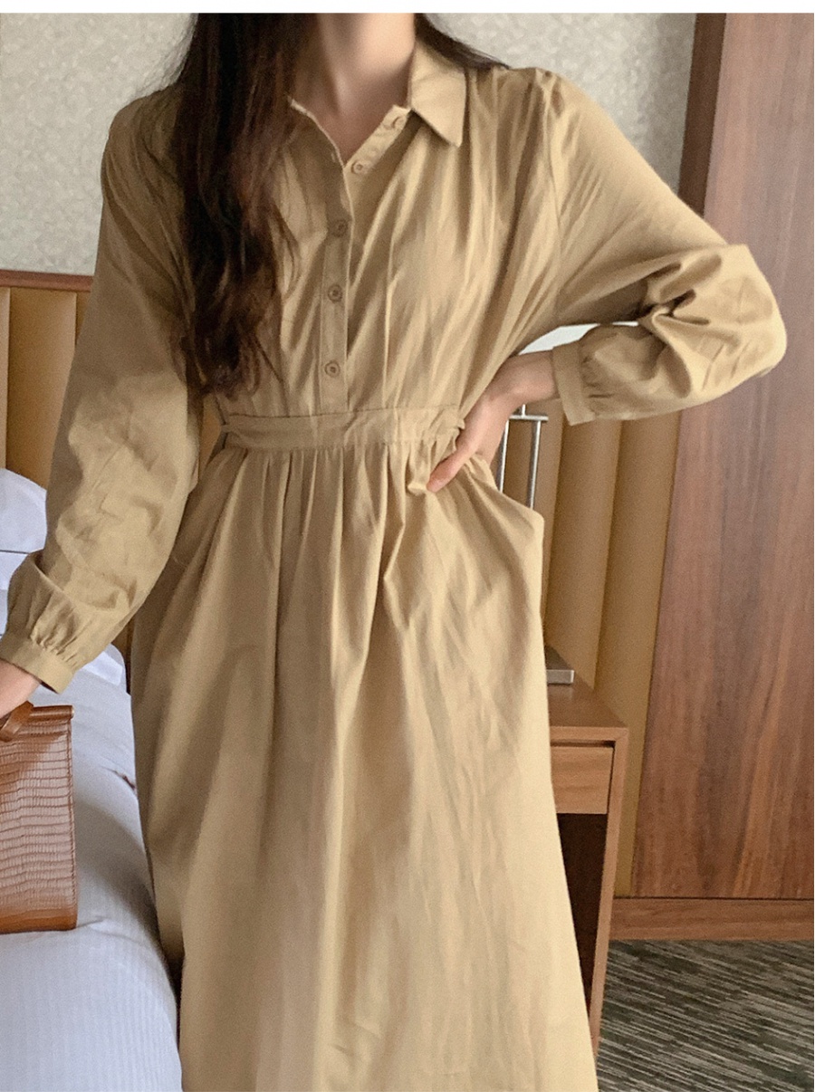 Korean style frenum shirt temperament long dress