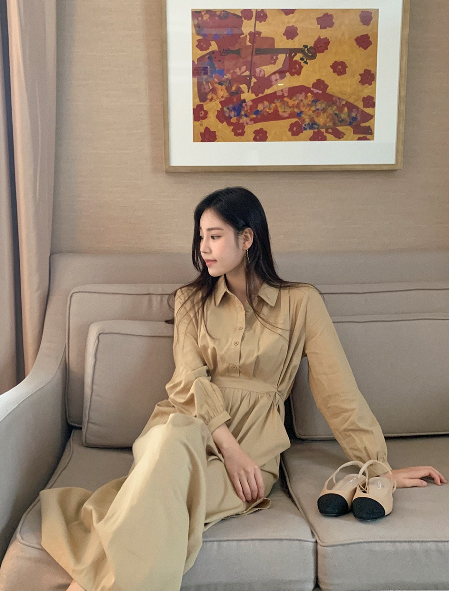 Korean style frenum shirt temperament long dress