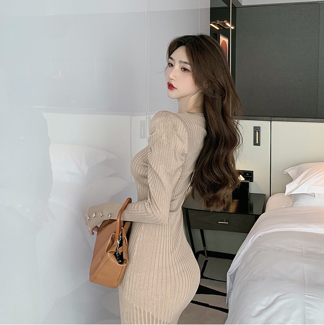 Romantic long sweater dress light France style dress