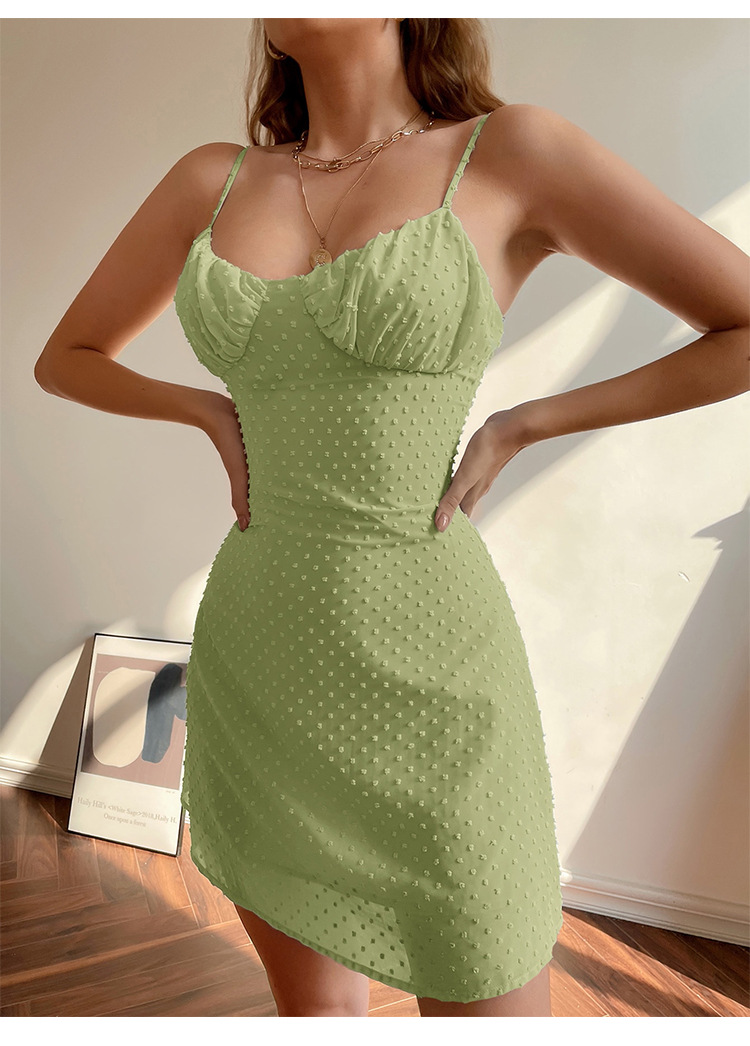 Casual summer woven vacation strap dress halter sexy pure dress
