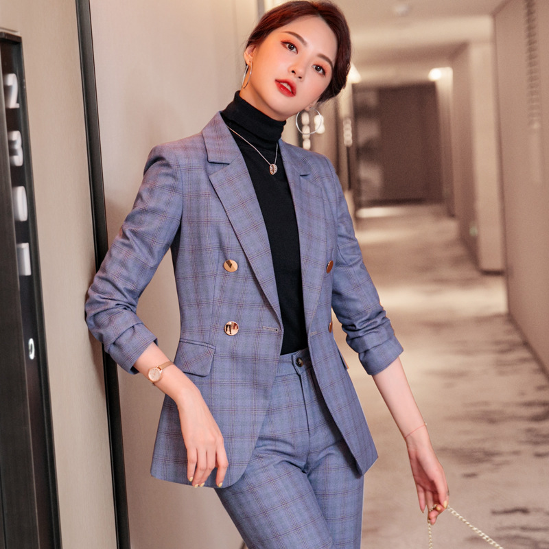 British style business suit work clothing 2pcs set for women