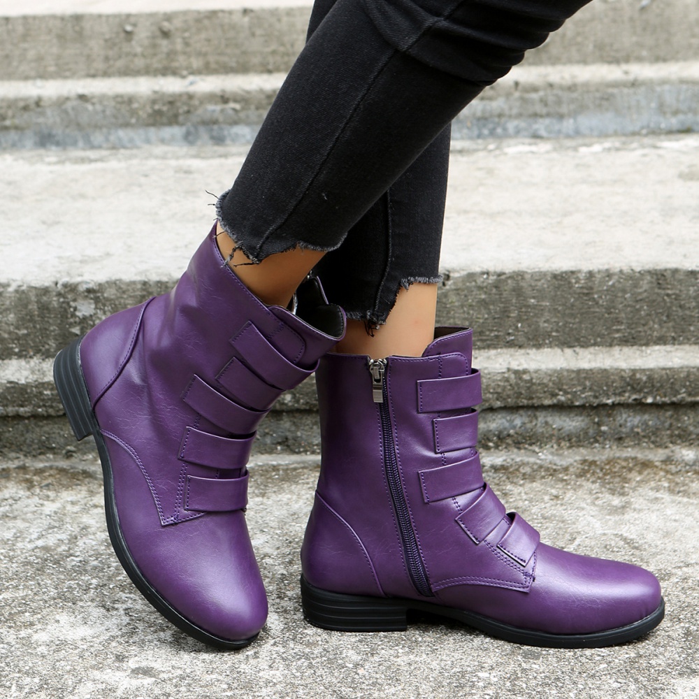 Round large yard martin boots purple short boots