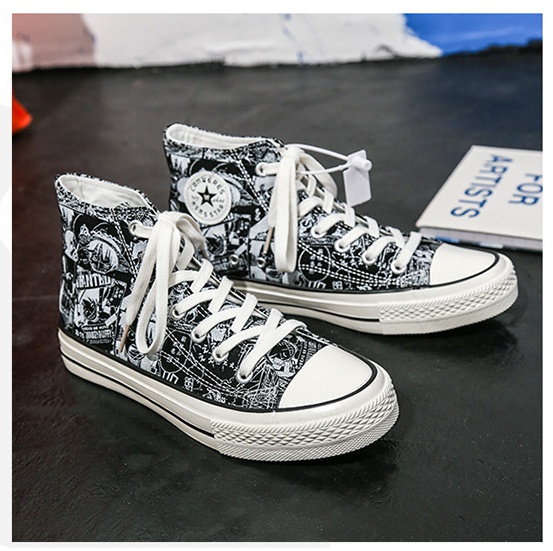 High-heeled autumn board shoes student graffiti shoes for men