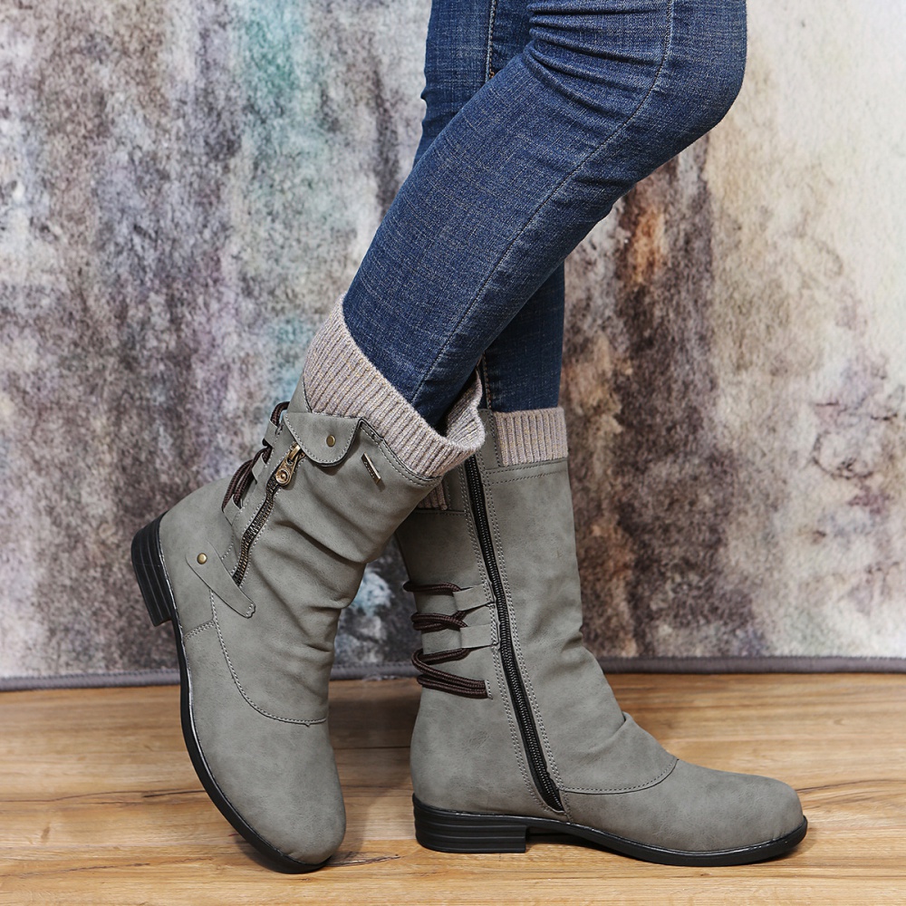 Flat large yard thigh boots European style martin boots
