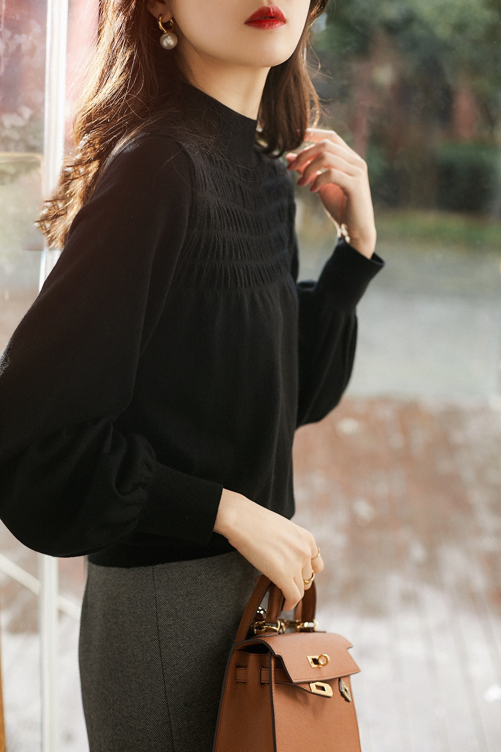 Lantern sleeve retro sweater