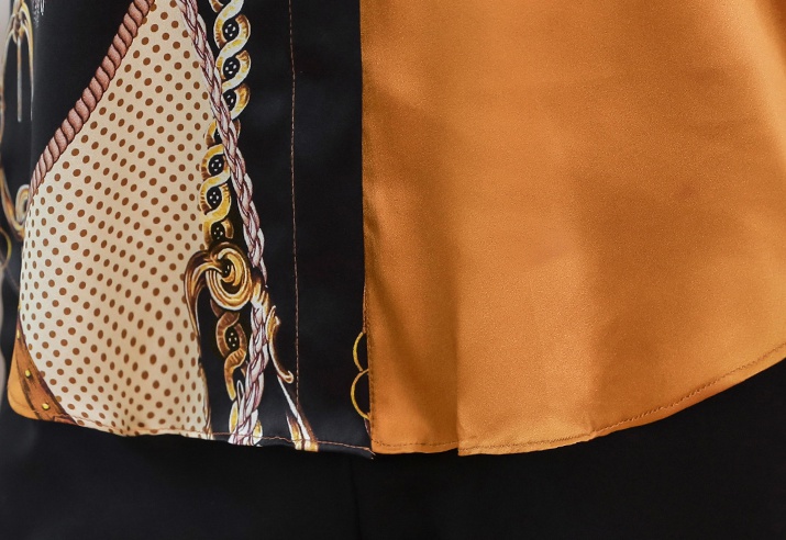 Autumn long sleeve printing tops loose silk shirt for women