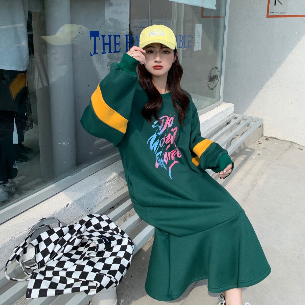 Korean style big skirt winter hoodie large yard long dress