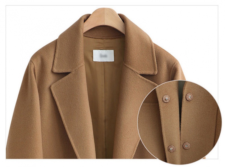 Long loose overcoat European style woolen coat