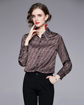 Rhinestone long sleeve tops temperament drape shirt