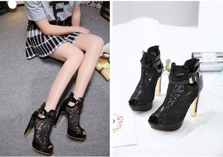 High-heeled gauze lace breathable summer boots