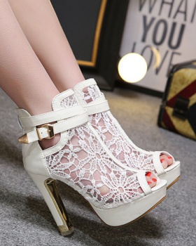 High-heeled gauze lace breathable summer boots