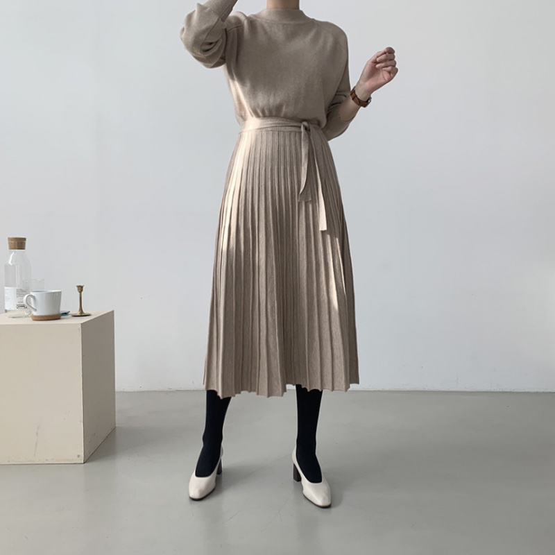 Retro knitted pure sweater thermal autumn and winter dress
