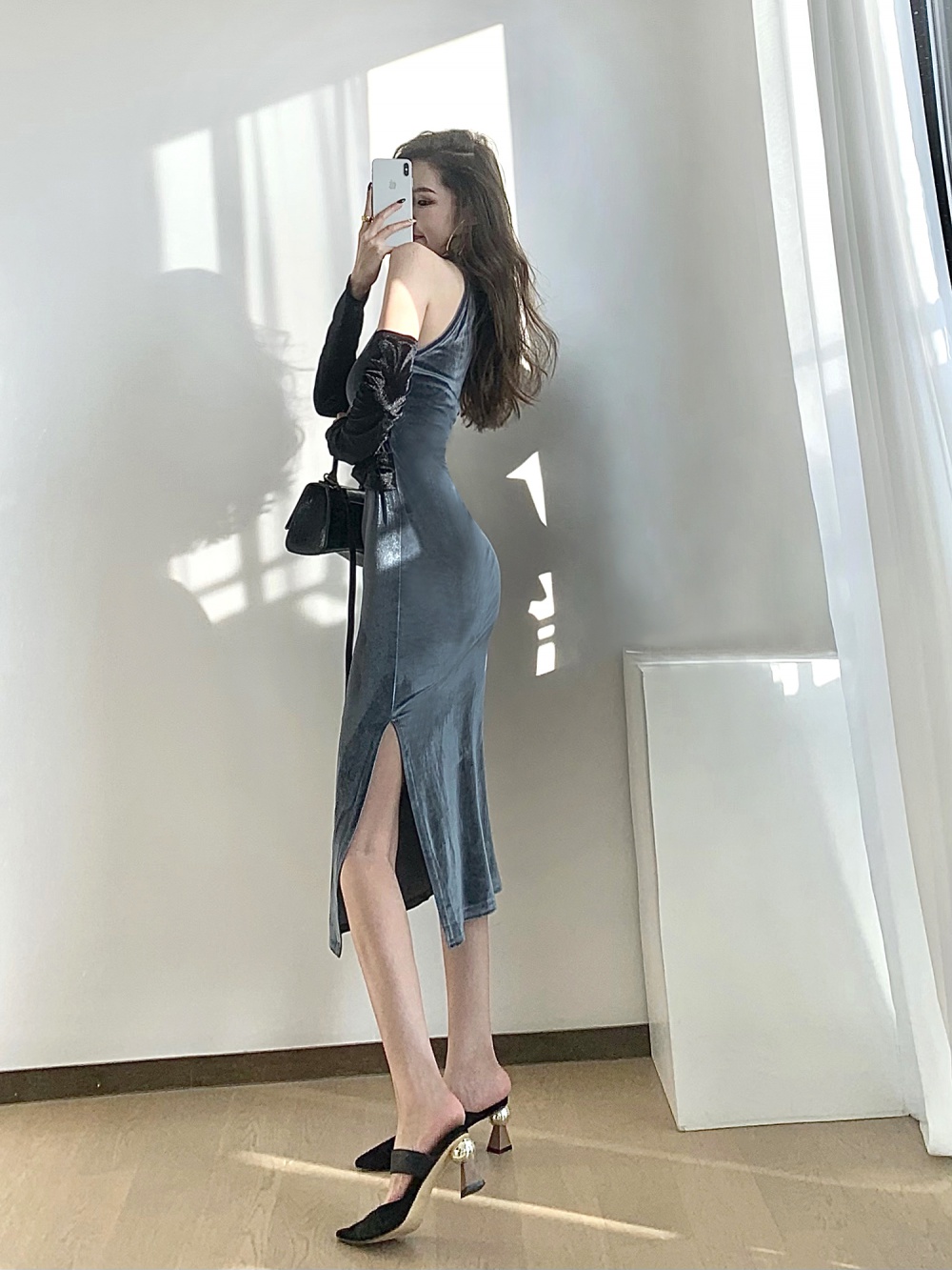 Sexy France style tight mixed colors slim dress