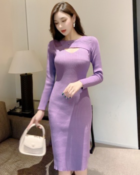 Knitted bottoming long dress sexy slim dress for women