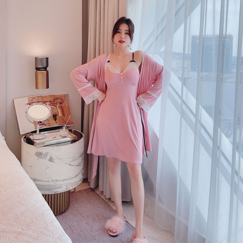 Sling pajamas lace nightgown 2pcs set for women