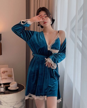 Long sleeve pajamas nightgown 2pcs set for women