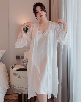 Sling autumn pajamas sexy night dress 2pcs set for women