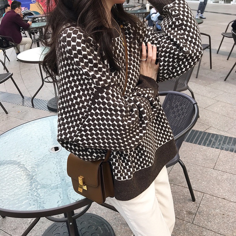 Korean style plaid wears outside sweater for women