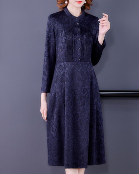 Long temperament bottoming middle-aged mink velvet dress
