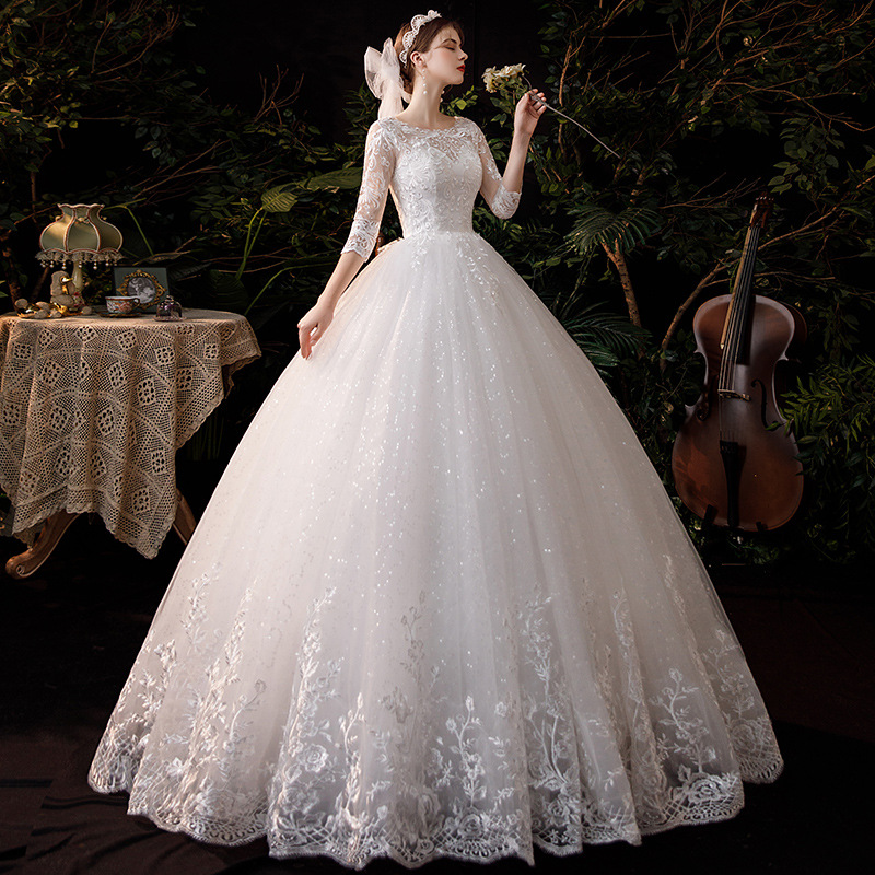 Simple light Chinese style beautiful bride wedding dress