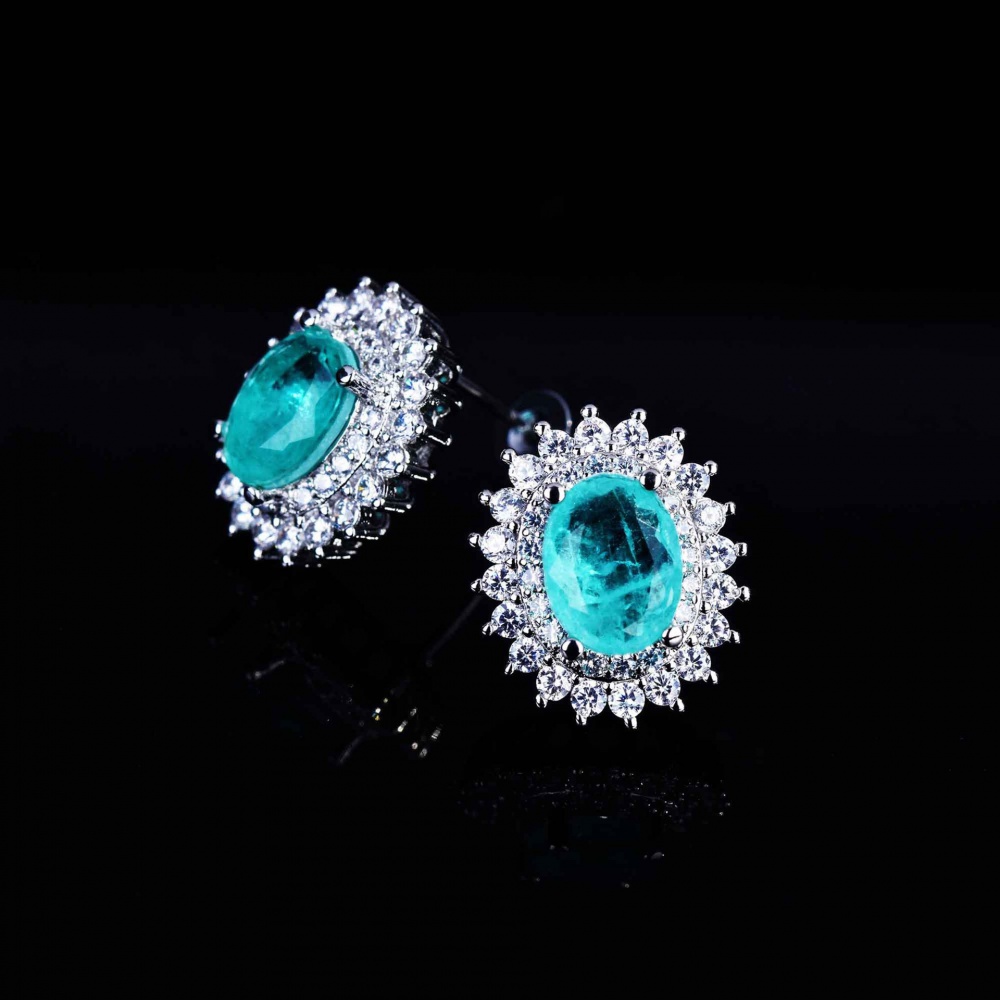 Blue stud earrings pendant ring a set