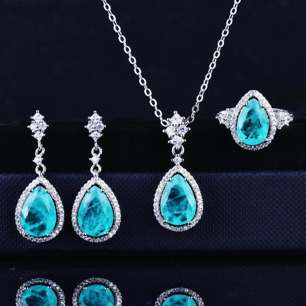 Luxurious European style ring fully-jewelled necklace a set