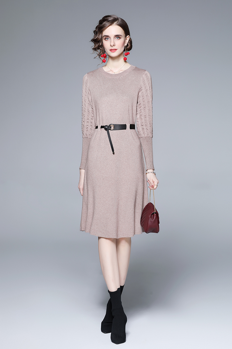 Exceed knee knitted sweater slim pinched waist dress