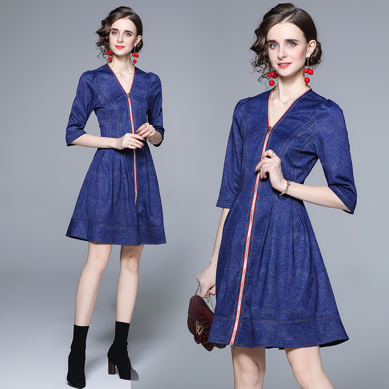 Denim autumn dress fashion temperament skirt for women