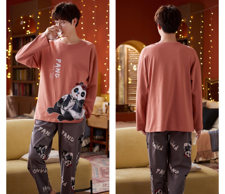 Long sleeve middle-aged loose pajamas 2pcs set for men