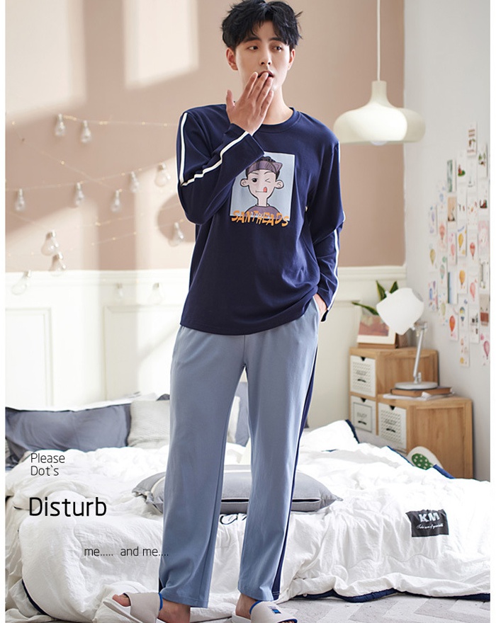 Printing pullover double color pajamas a set for men