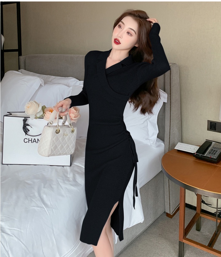 Pinched waist business suit long dress for women