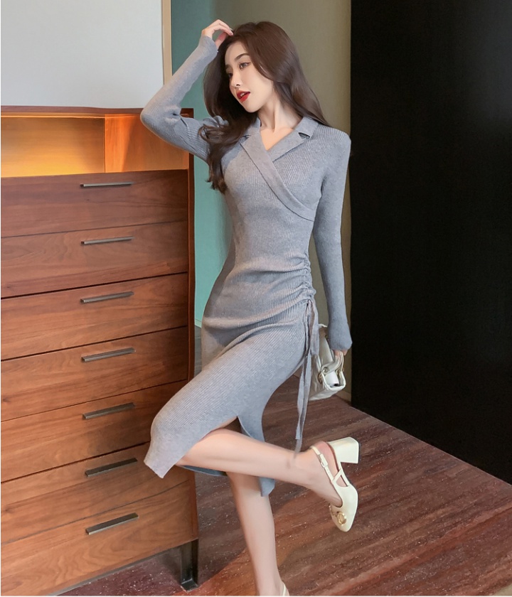 Pinched waist business suit long dress for women