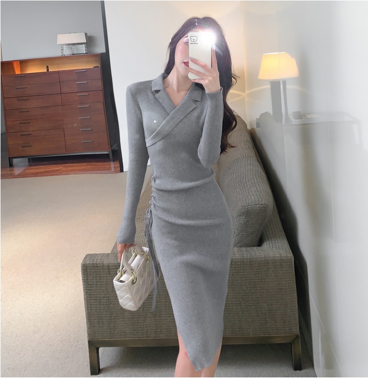 Pinched waist business suit long dress for women