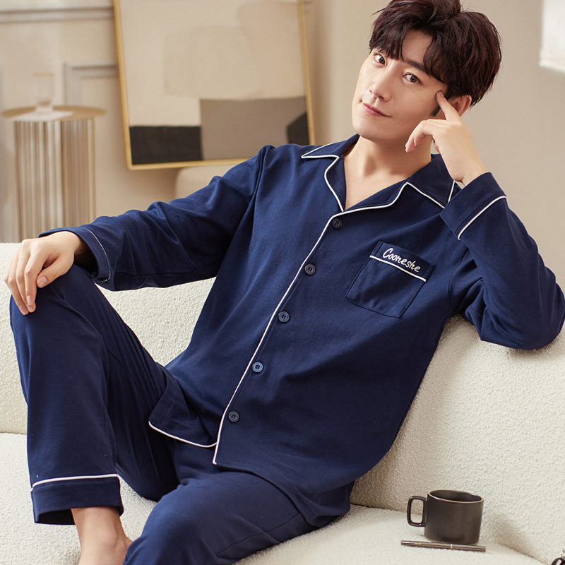 Homewear cardigan middle-aged pajamas a set for men