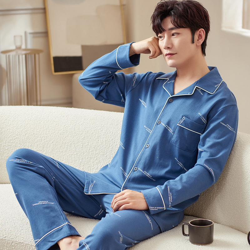 Homewear cardigan middle-aged pajamas a set for men