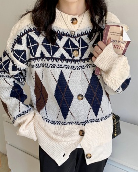 Splice long sleeve sweater knitted cardigan for women