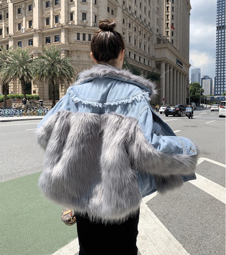 Winter fur collar coat loose fashion jacket for women