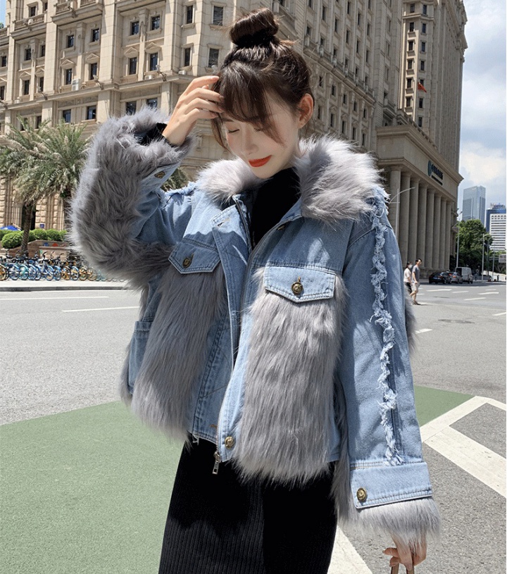 Winter fur collar coat loose fashion jacket for women