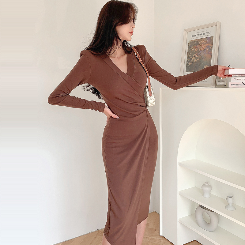 Temperament slim dress fashion Korean style long dress