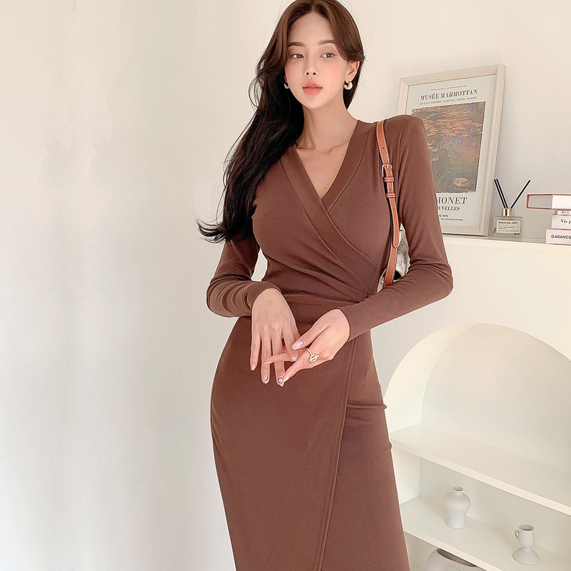 Temperament slim dress fashion Korean style long dress
