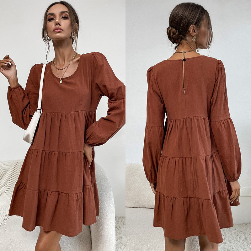 Pure fashion cotton linen European style dress for women