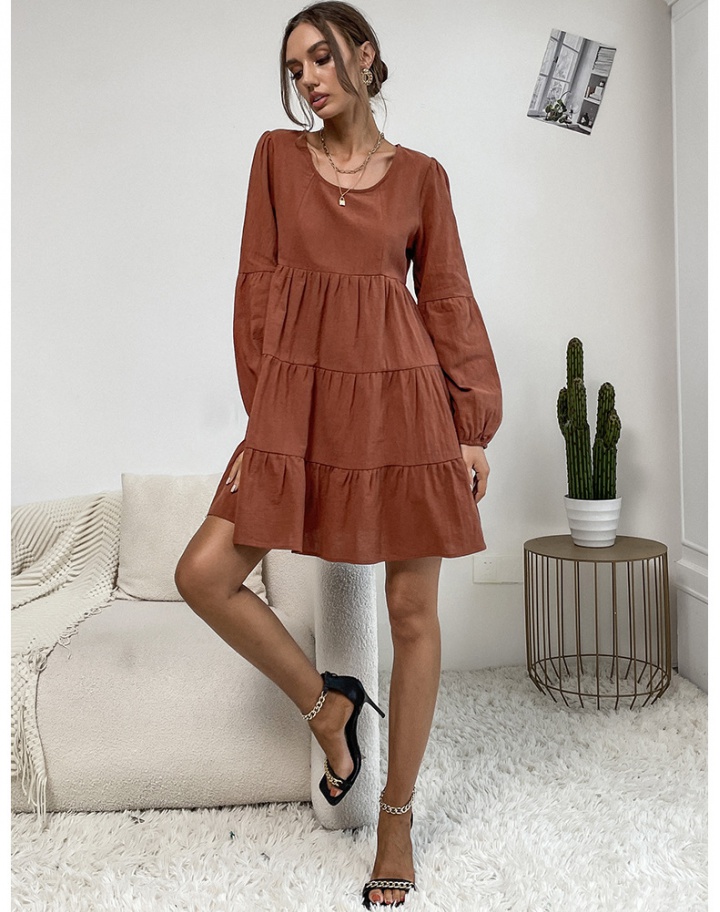 Pure fashion cotton linen European style dress for women