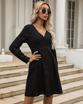 Black spring and autumn cardigan bottoming dress