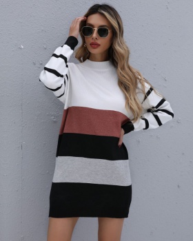 Knitted bottoming Western style long sweater dress
